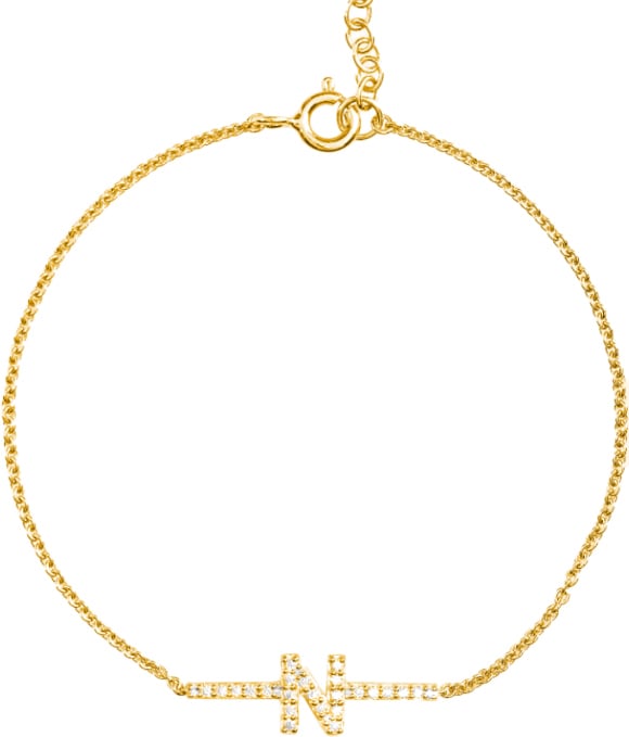 Vedder & Vedder Vedder & Vedder Armband Tennis Letter Zilver met Geelgouden Plating Letter L Divers