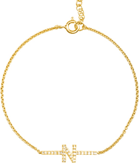 Vedder & Vedder Vedder & Vedder Armband Tennis Letter Zilver met Geelgouden Plating Letter L Goud