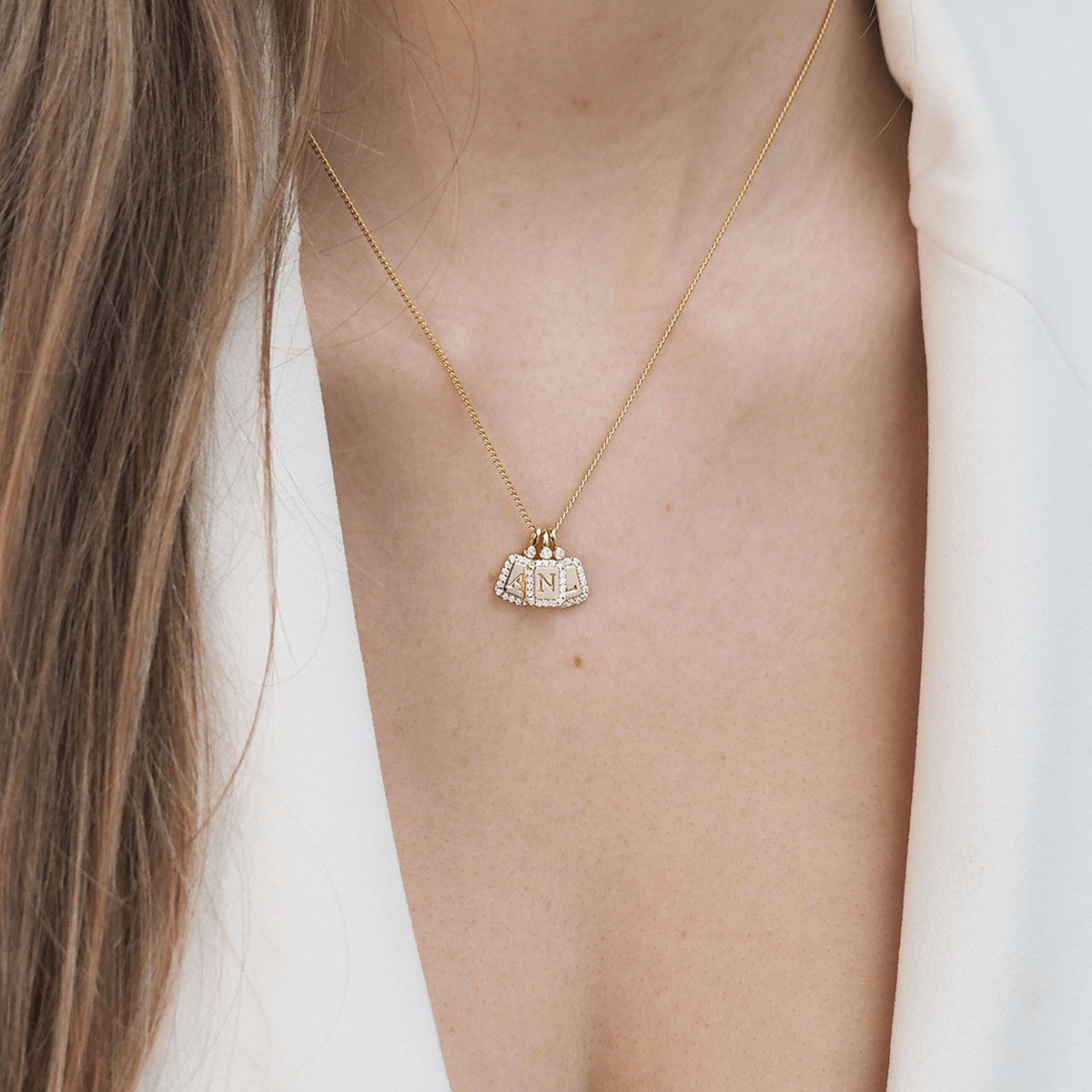 Vedder & Vedder Vedder & Vedder Tiny Pavé Tag  A Kettingen Goud Tiny Pavé Goud