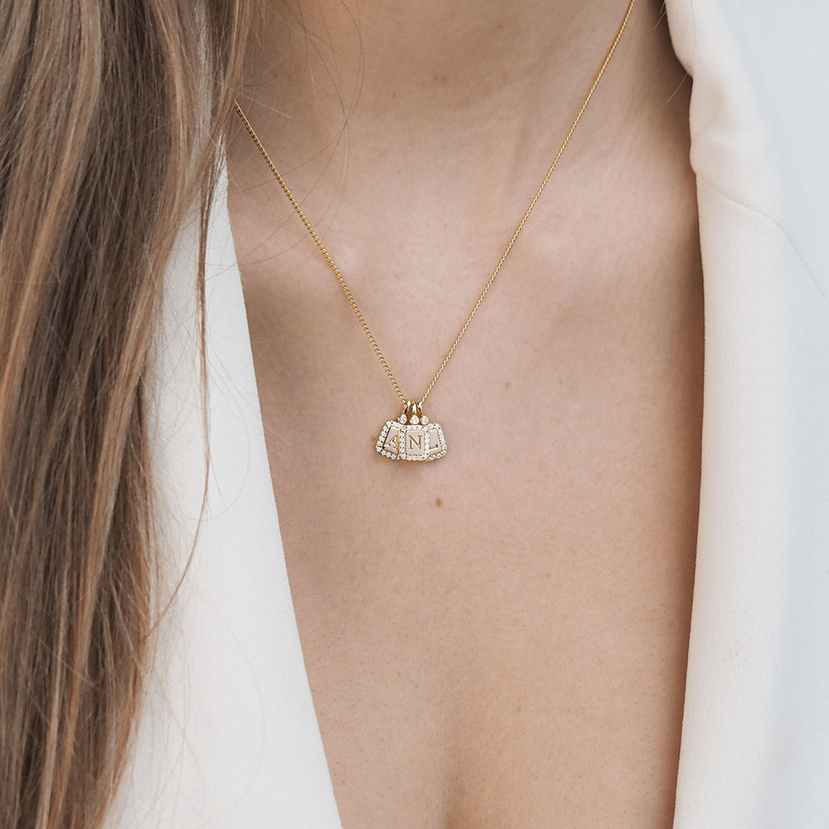 Vedder & Vedder Vedder & Vedder Tiny Pavé Tag E Kettingen Goud Tiny Pavé Goud