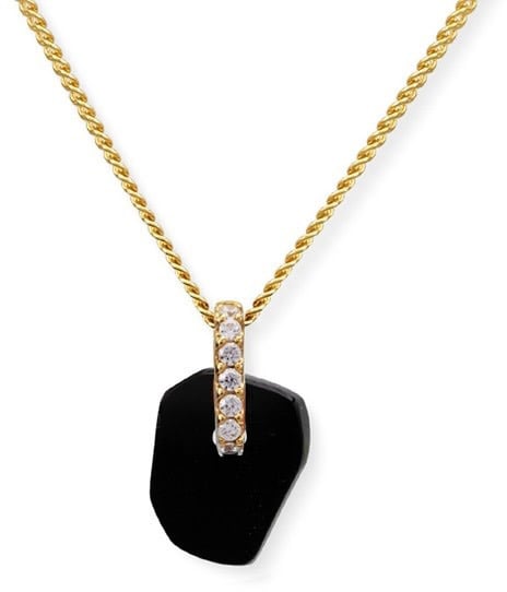 Vedder & Vedder Vedder & Vedder Collier The Power of Gemstone Zilver met Geelgouden Plating en Zirkonia en Onyx 45cm Divers