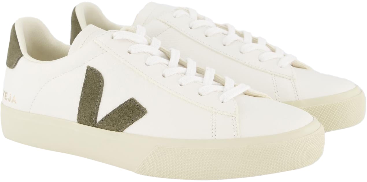 Veja Heren Campo Sneaker Leer Wit/Khaki Wit