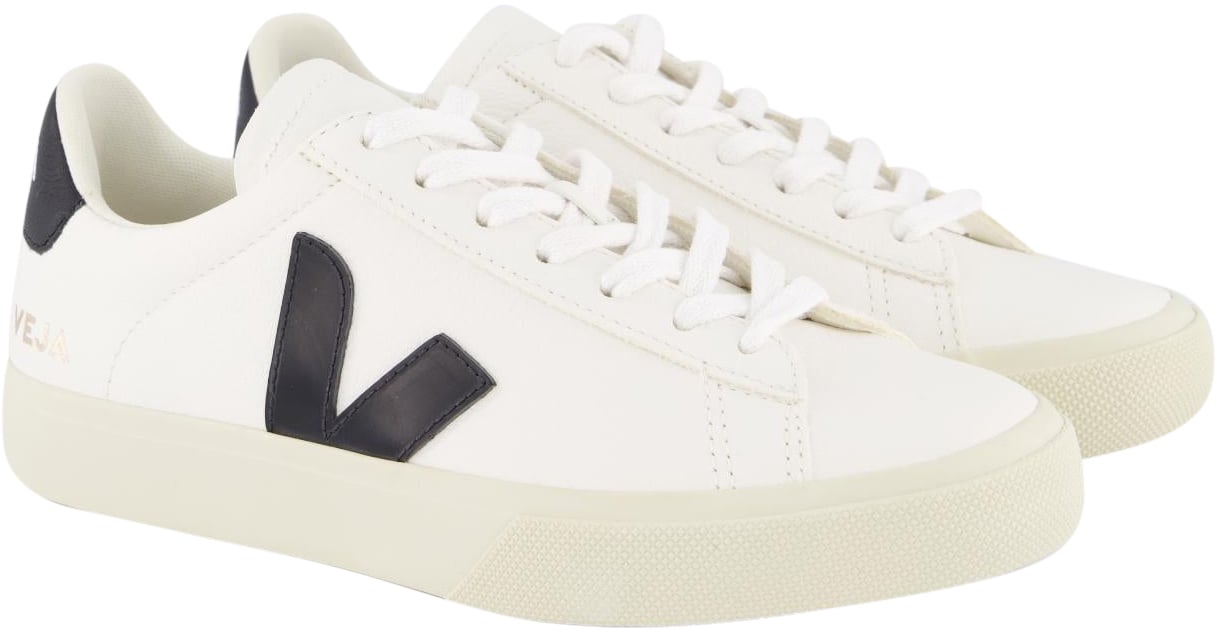 Veja Dames Campo Sneaker Leer Wit/Zwart Wit