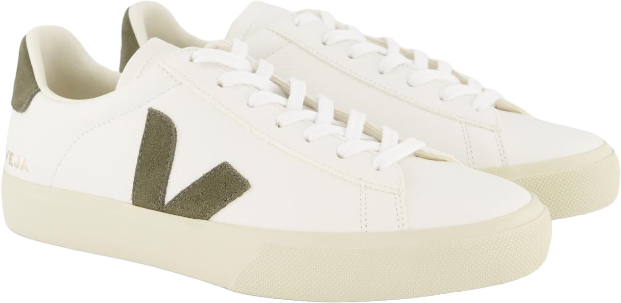 Veja Dames Campo Sneaker Leer Wit/Khaki Wit