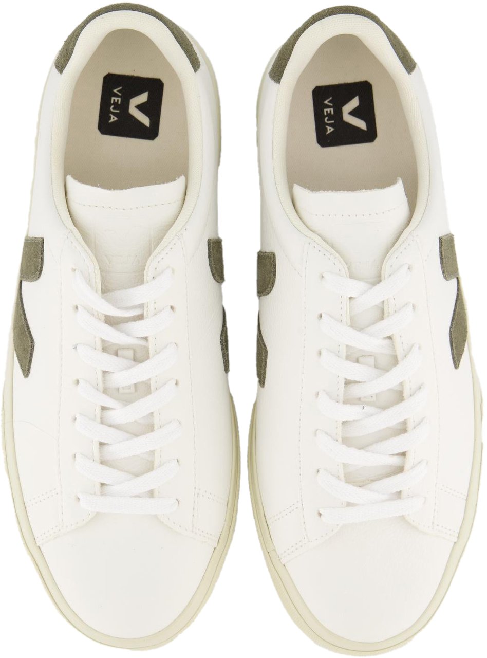Veja Dames Campo Sneaker Leer Wit/Khaki Wit