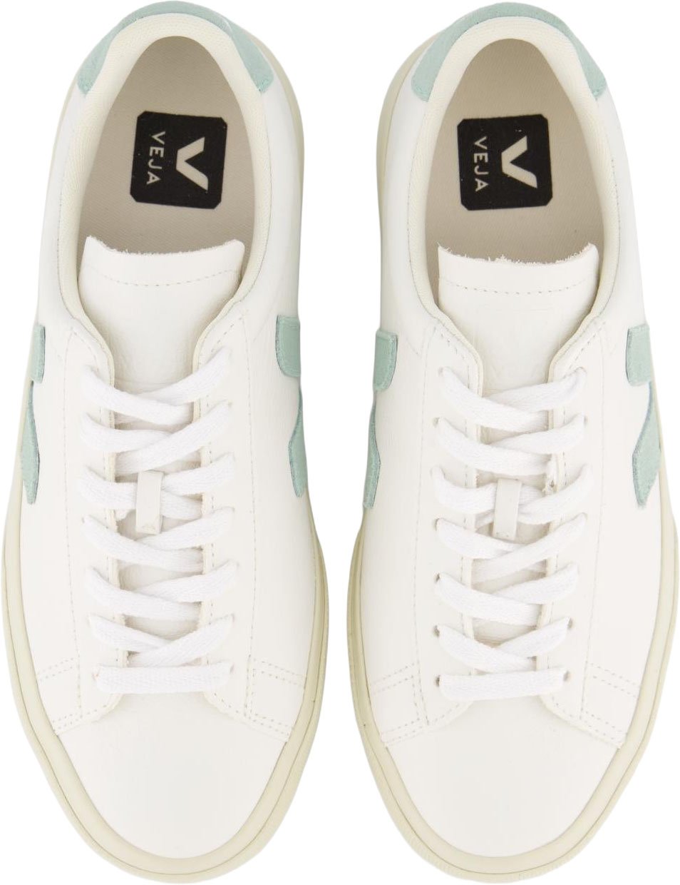Veja Dames Campo Sneaker Leer Wit/Matcha Wit
