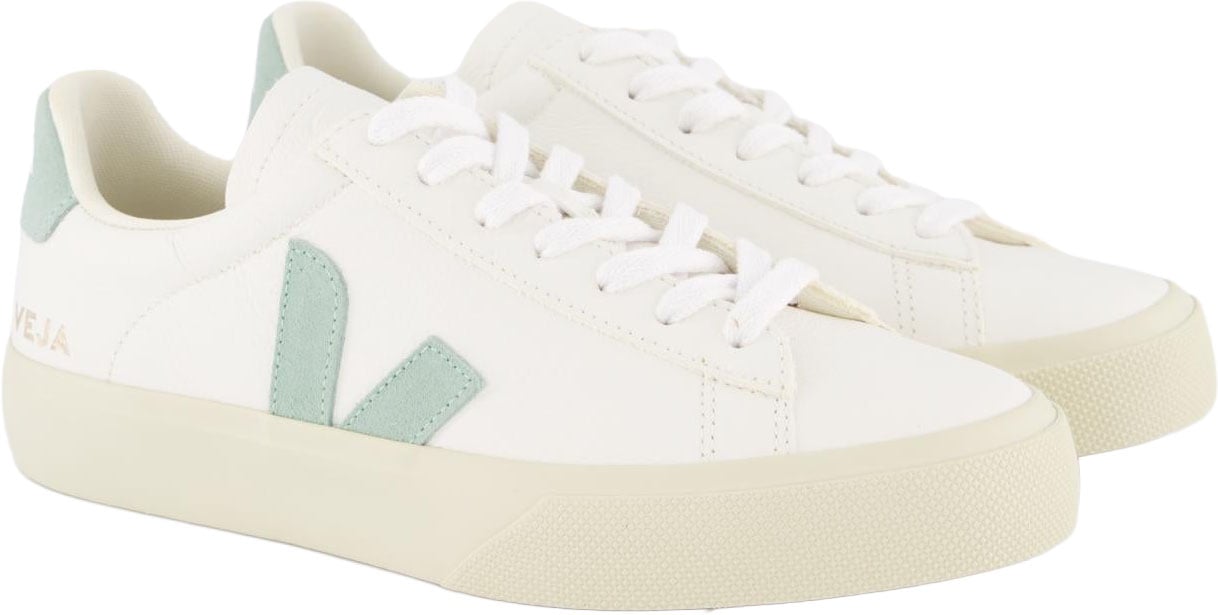 Veja Dames Campo Sneaker Leer Wit/Matcha Wit