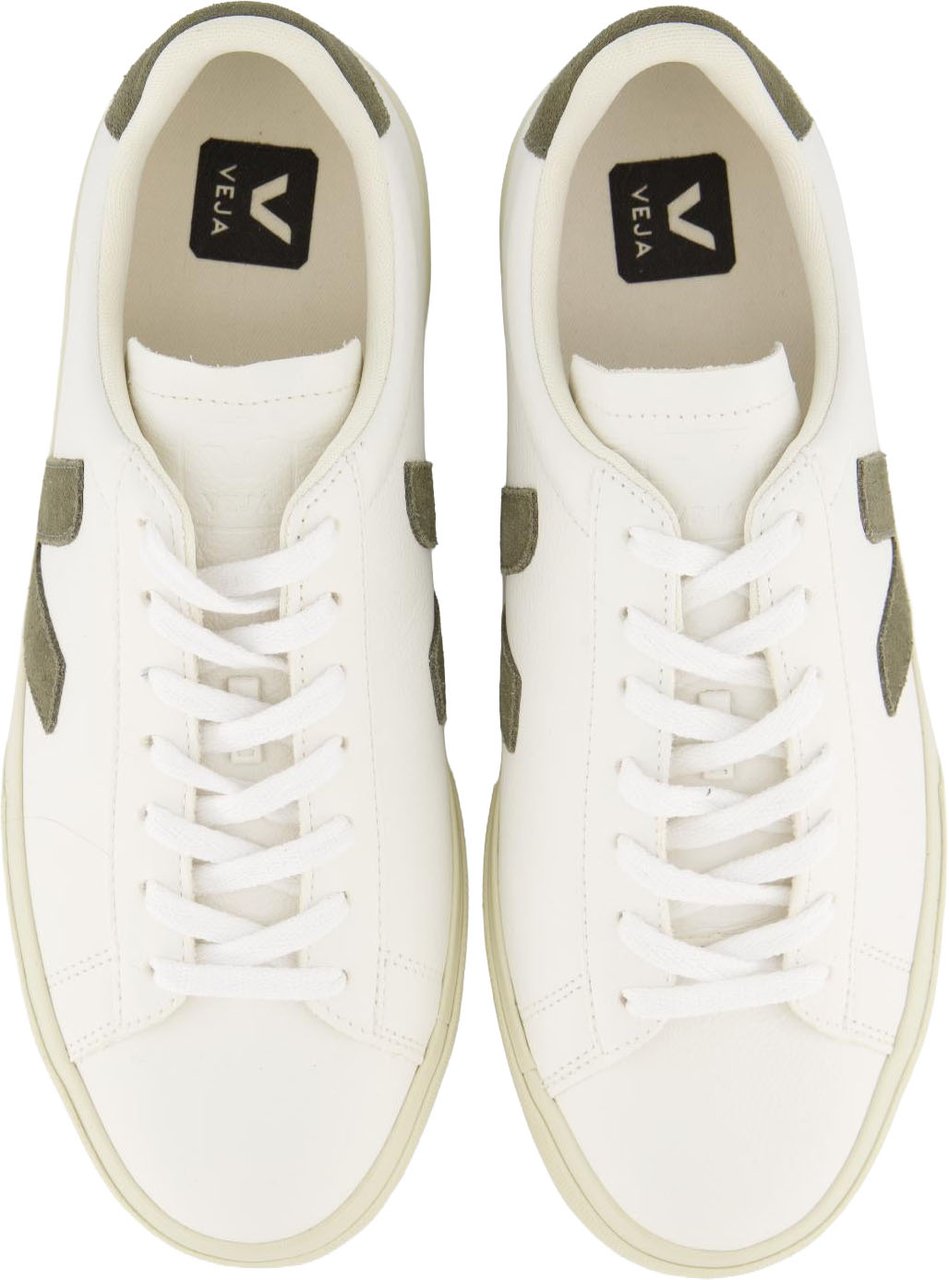 Veja Dames Campo Sneaker Leer Wit/Khaki Wit