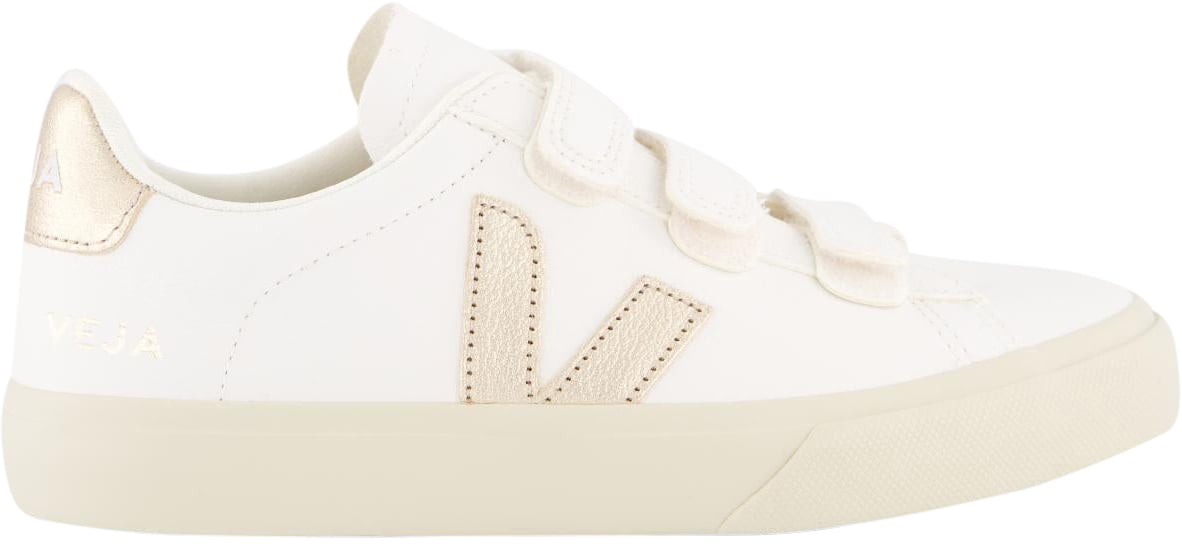 Veja Dames Recife Sneaker Leer Wit/Goud Wit