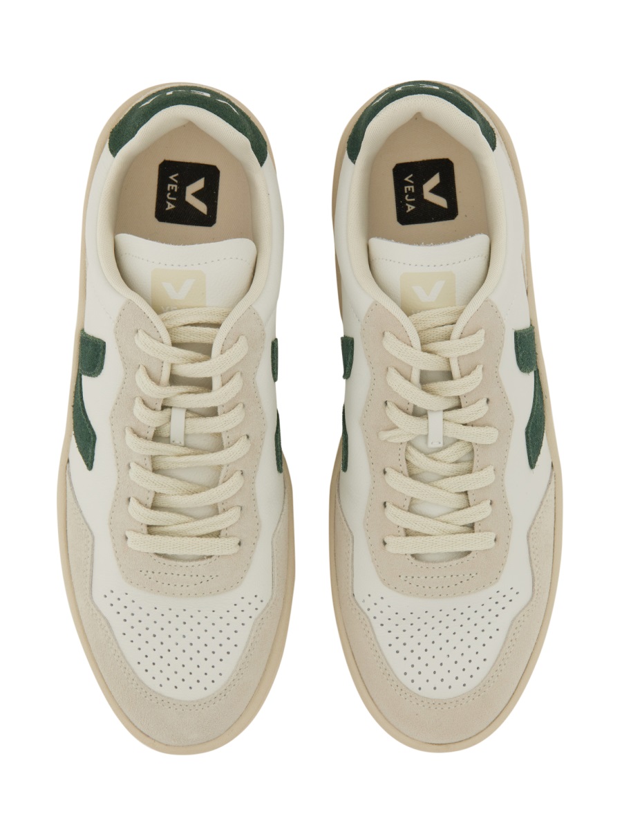 Veja White V-90 Suede Overlay Sneakers Neutraal