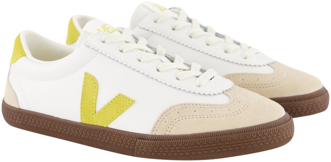 Veja Dames Volley Sneaker Wit/Geel Wit