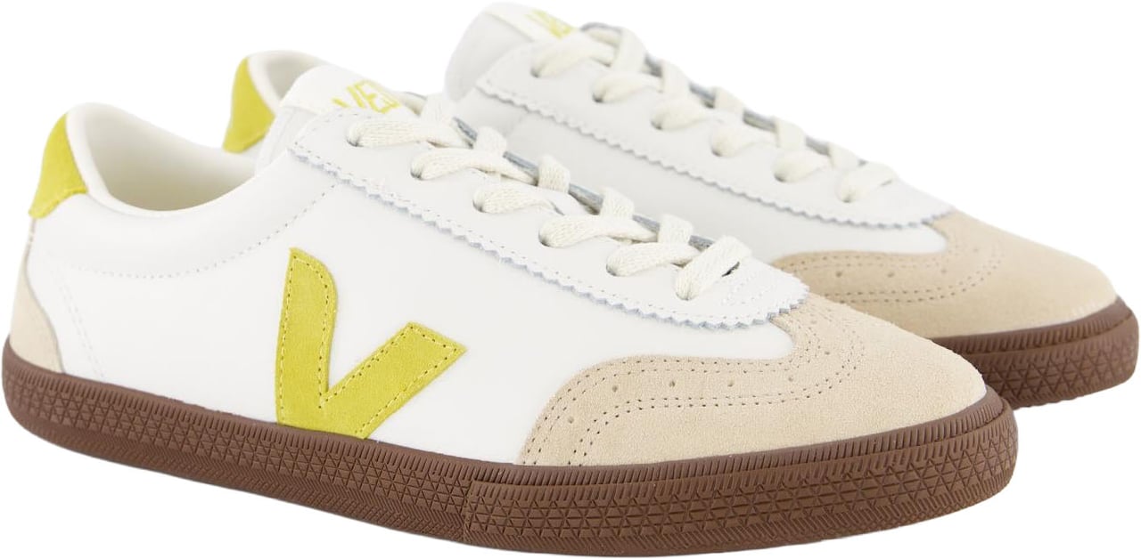 Veja Dames Volley Sneaker Wit/Geel Wit