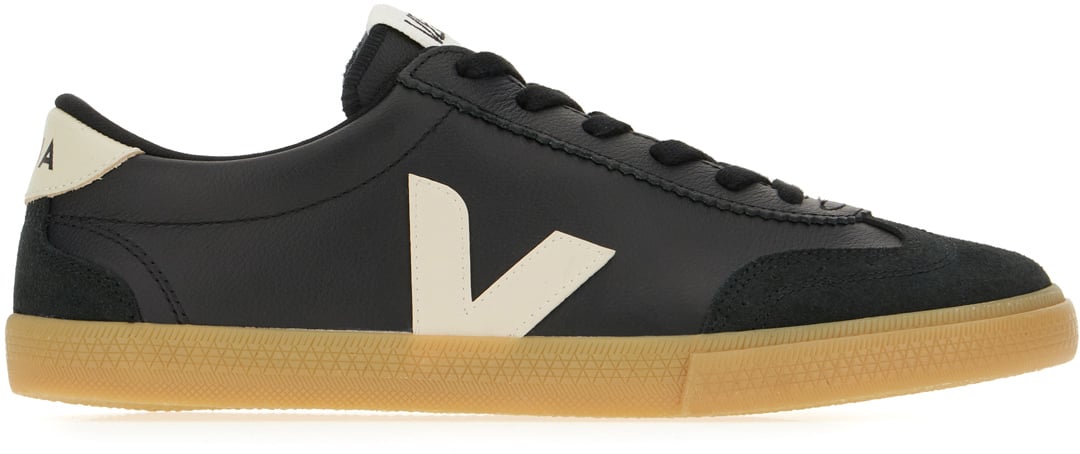 Veja Veja Black leather Volley O.T. sneakers Zwart