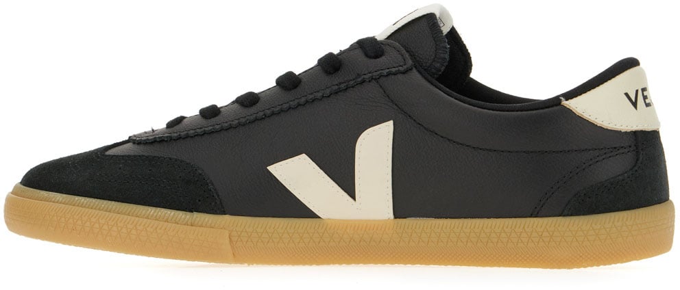 Veja Black leather Volley O.T. sneakers Zwart