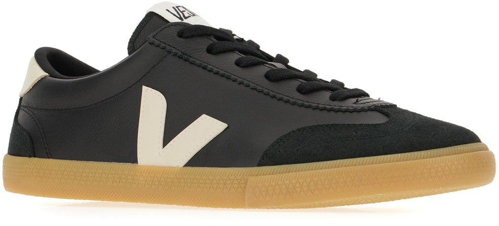 Veja Black leather Volley O.T. sneakers Zwart