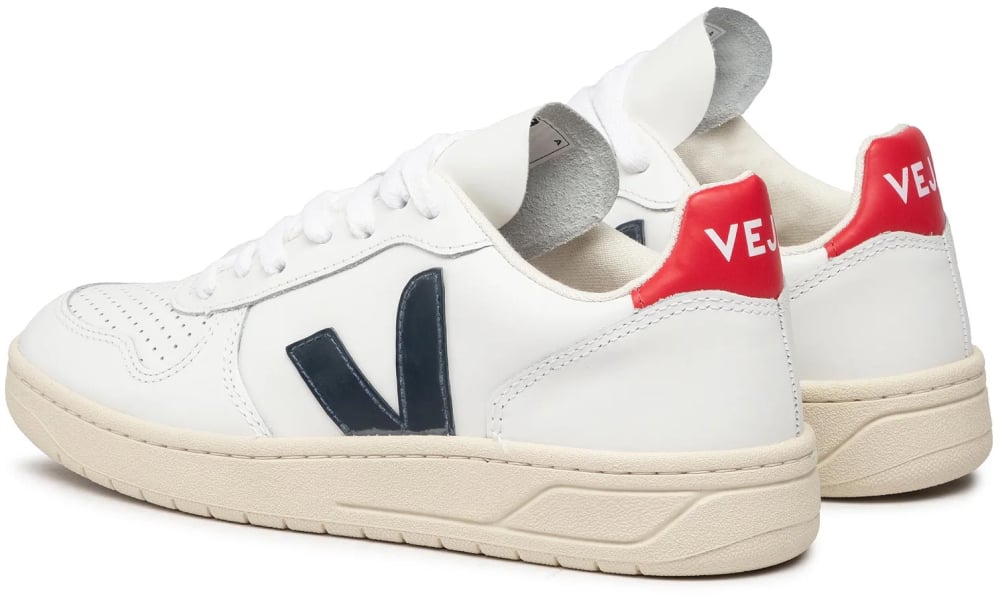 Veja V-10 Leather Sneakers Wit