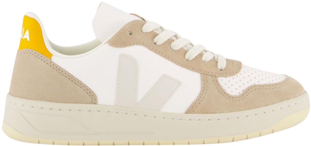 Veja Dames V-10 Sneaker Beige/Wit/Geel Beige
