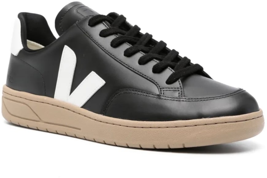 Veja V-12 Leather Sneakers Zwart