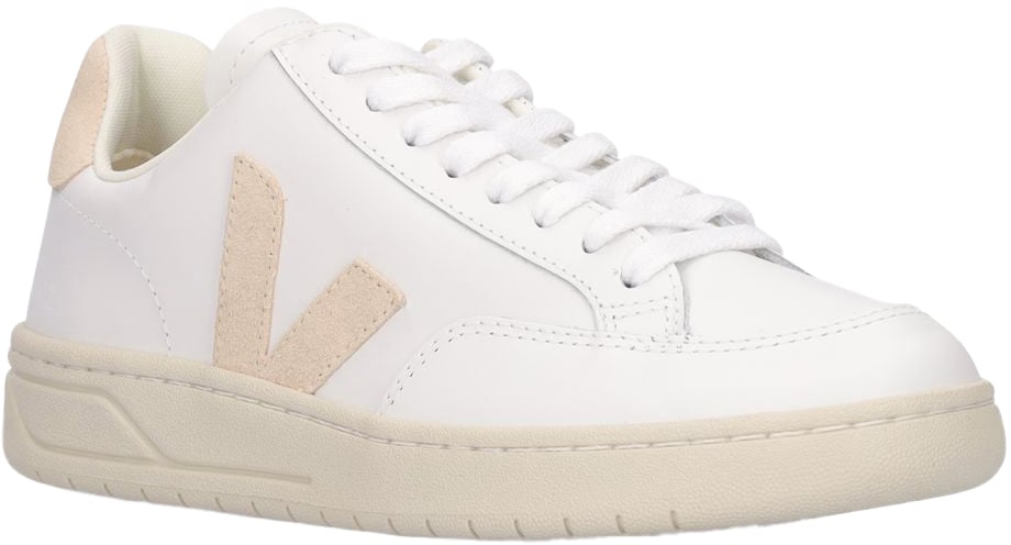 Veja White minimalist sneakers with elegant beige details Wit