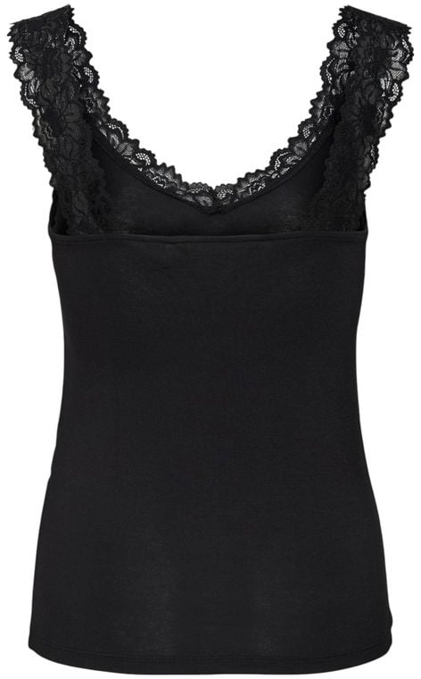 Vero Moda Black Viscose Tank Tops Zwart