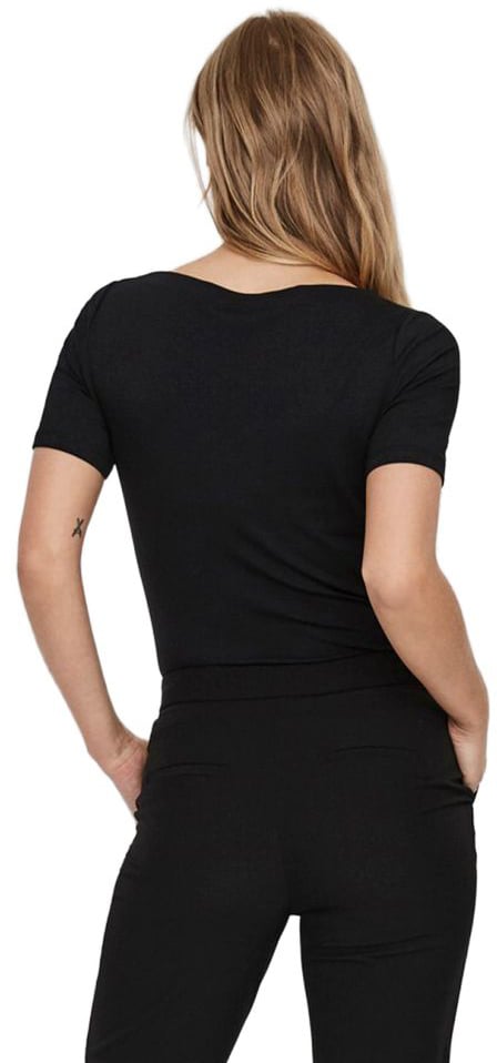 Vero Moda Black Viscose T-Shirt Zwart