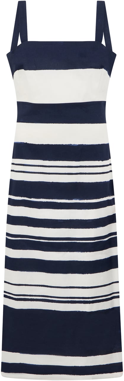 Veronica Beard Striped midi dress Zwart