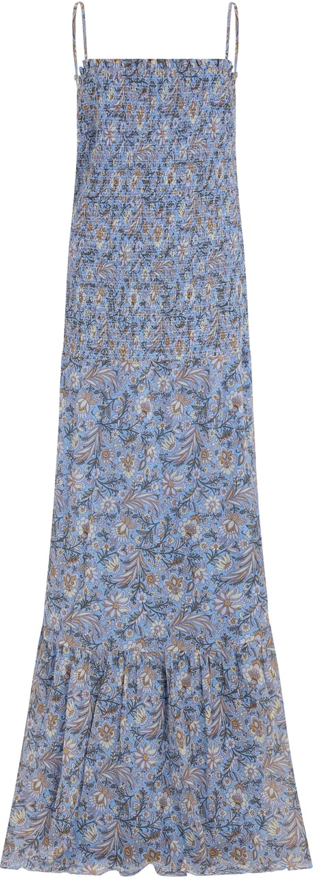 Veronica Beard Long dress with floral print Lichtblauw