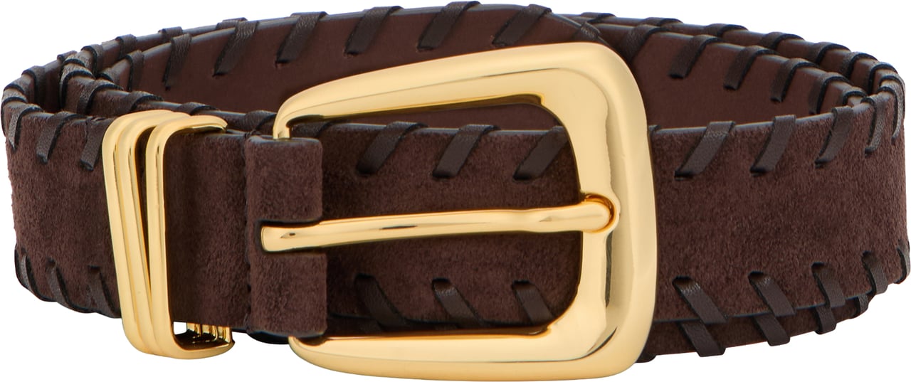 Veronica Beard Leather belt with buckle Bruin