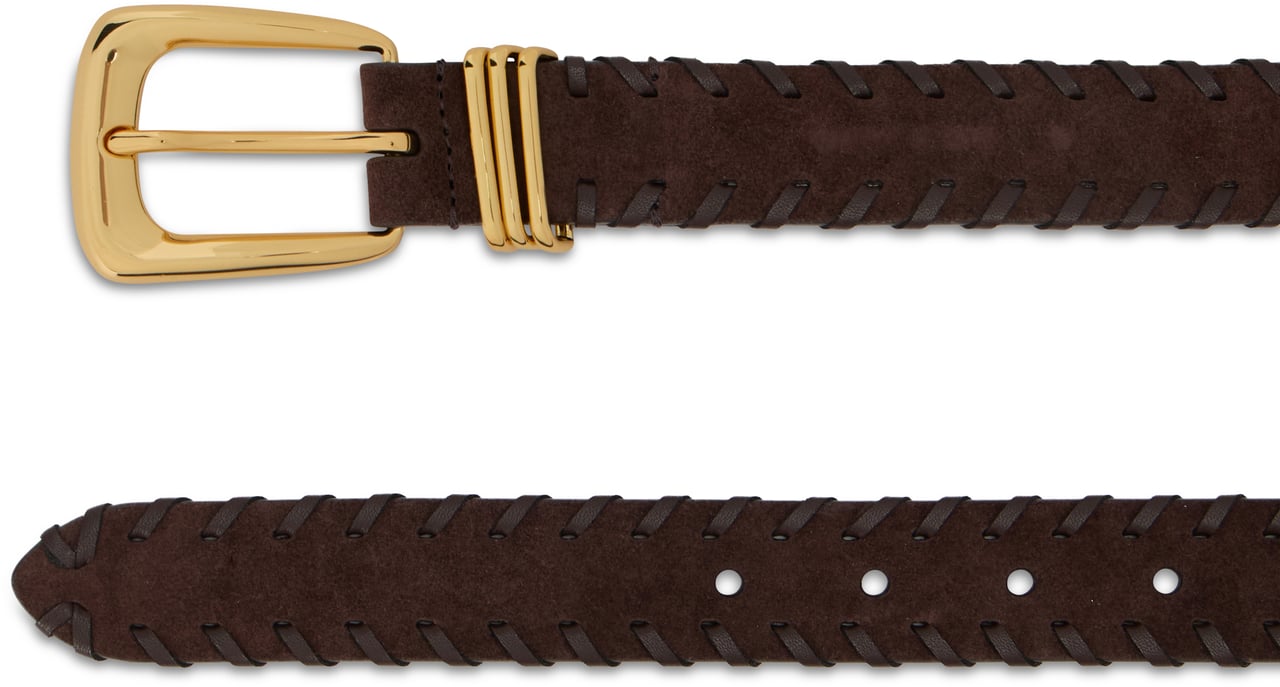 Veronica Beard Leather belt with buckle Bruin