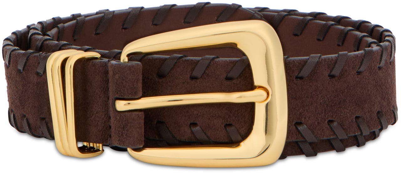Veronica Beard Leather belt with buckle Bruin