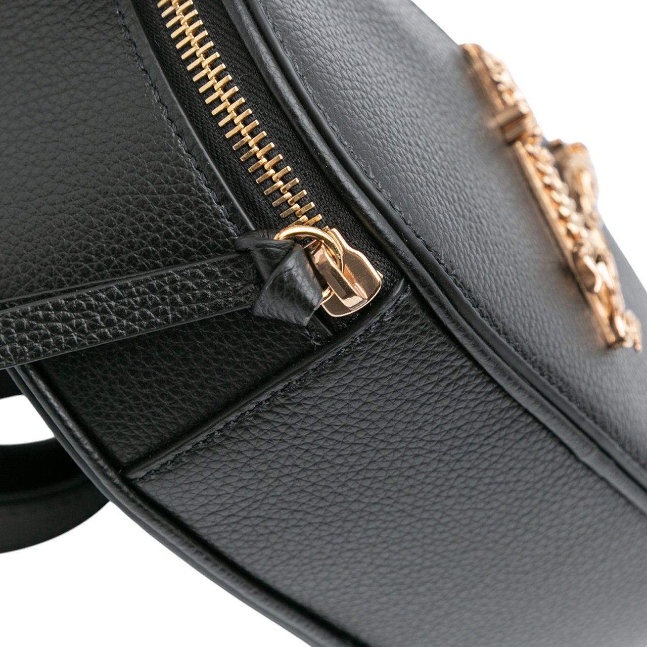 Versace Grainy Calfskin Virtus V Camera Bag Zwart