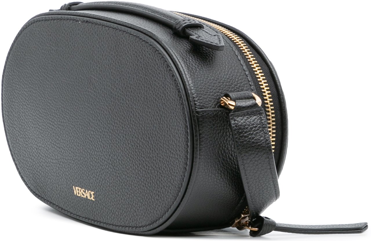 Versace Grainy Calfskin Virtus V Camera Bag Zwart