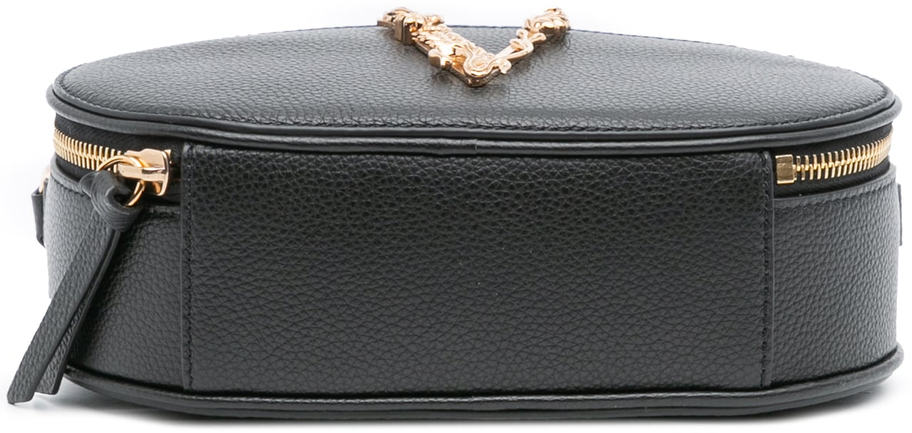 Versace Grainy Calfskin Virtus V Camera Bag Zwart