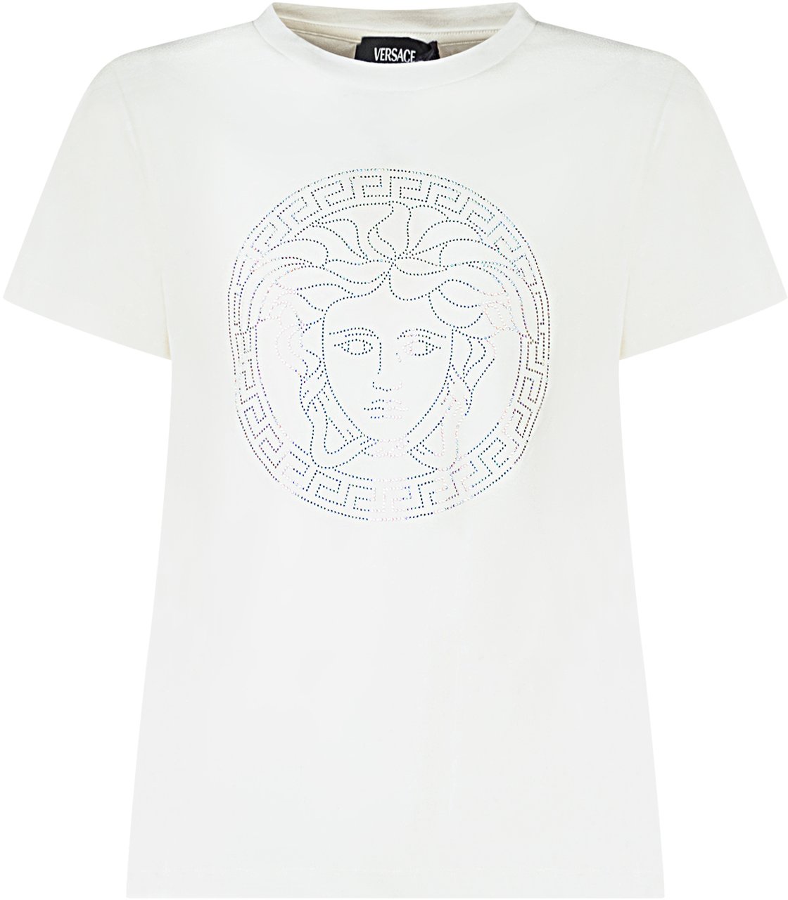 Versace Versace Kids T-Shirt Bianca con Logo Medusa Strass Wit