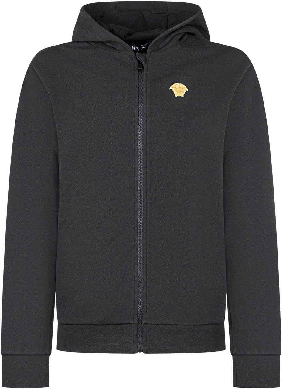 Versace Versace Kids Felpa Nera con Cappuccio e Logo Medusa Zwart