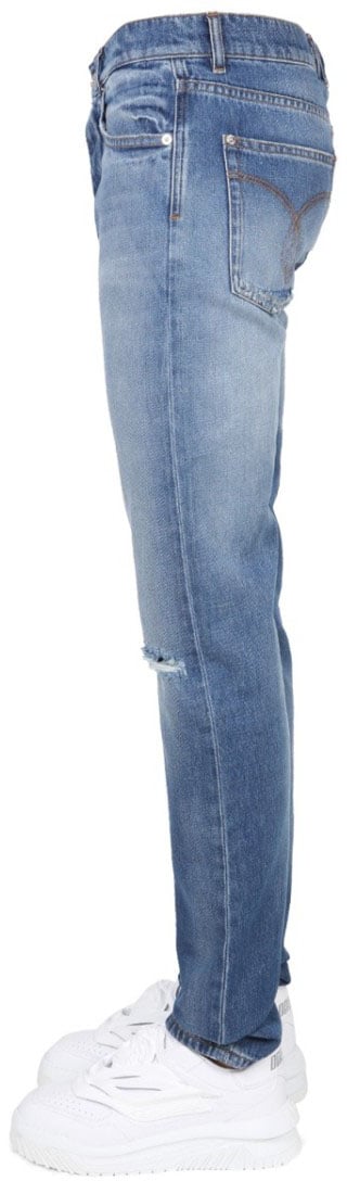 Versace Straight-Leg Jeans With Distressed Detailing Blauw