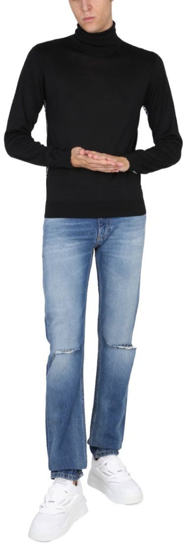 Versace Straight-Leg Jeans With Distressed Detailing Blauw