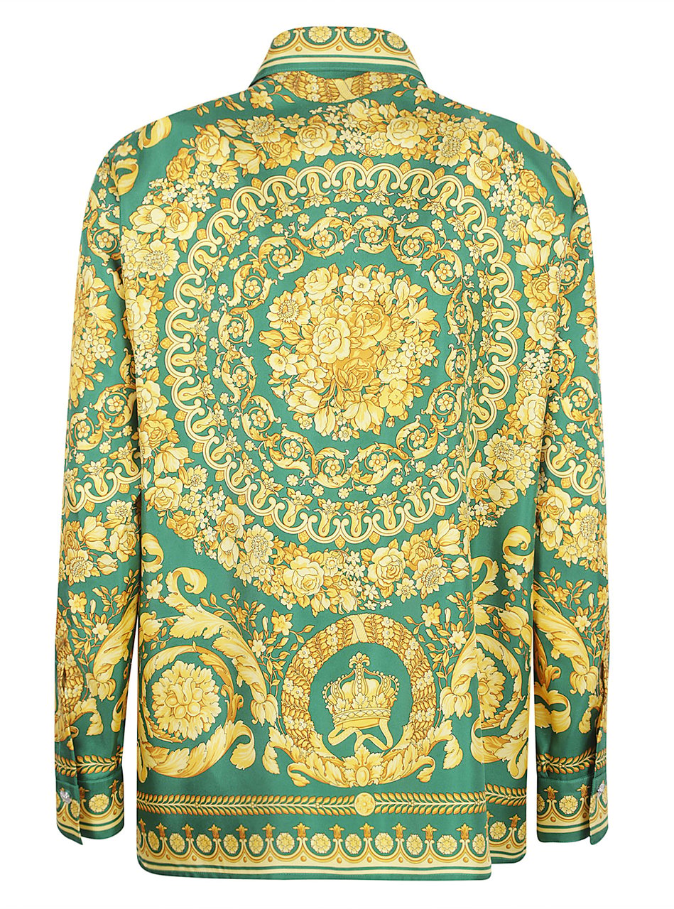 Versace Silk Baroque Shirt Groen