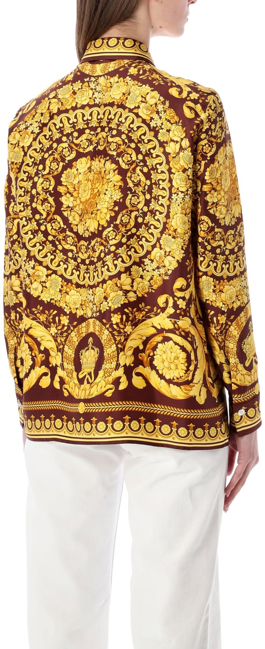 Versace Baroque Shirt Burgundy Gold Rood