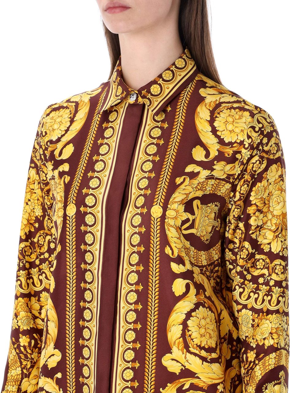 Versace Baroque Shirt Burgundy Gold Rood