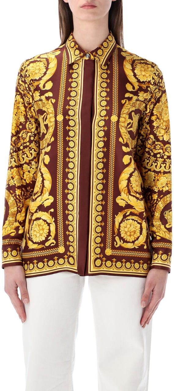 Versace Baroque Shirt Burgundy Gold Rood
