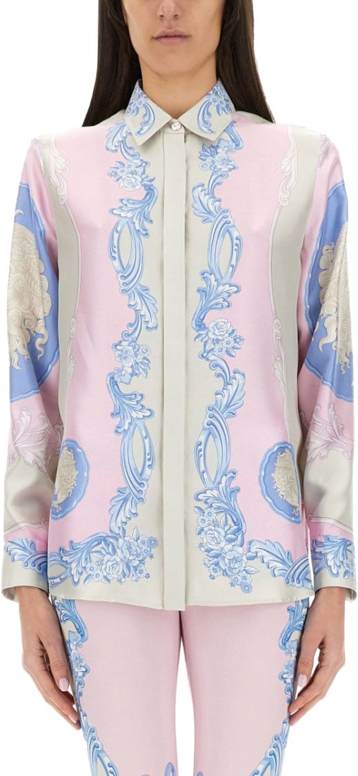 Versace "Cameo" Pastel Print Silk Shirt Divers