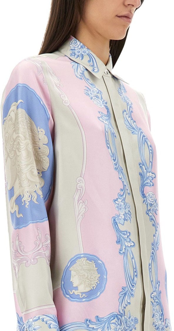 Versace "Cameo" Pastel Print Silk Shirt Divers