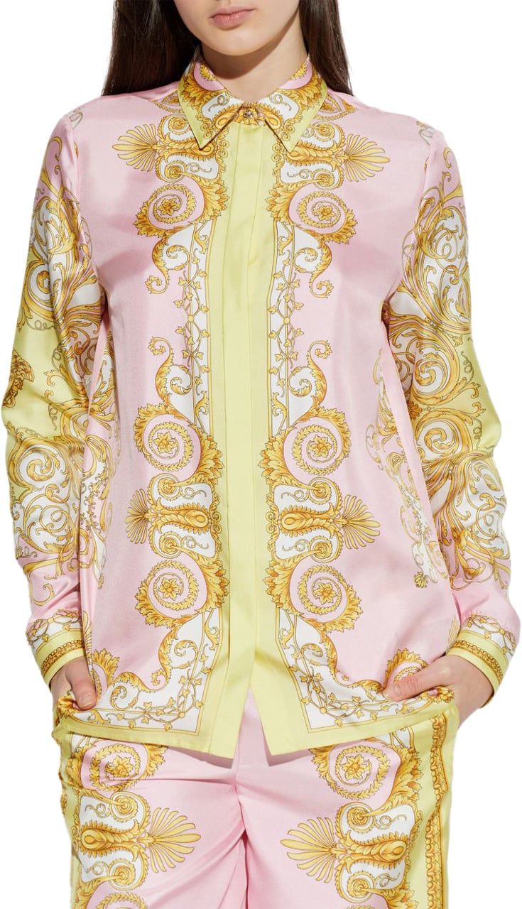 Versace Shirts Pale Yellow/Rose Roze