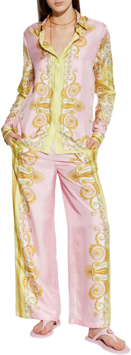 Versace Shirts Pale Yellow/Rose Roze