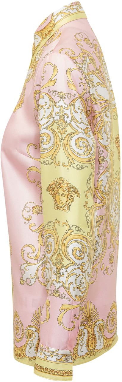 Versace Camicia Formale Barocca In Tessuto Fluido Roze