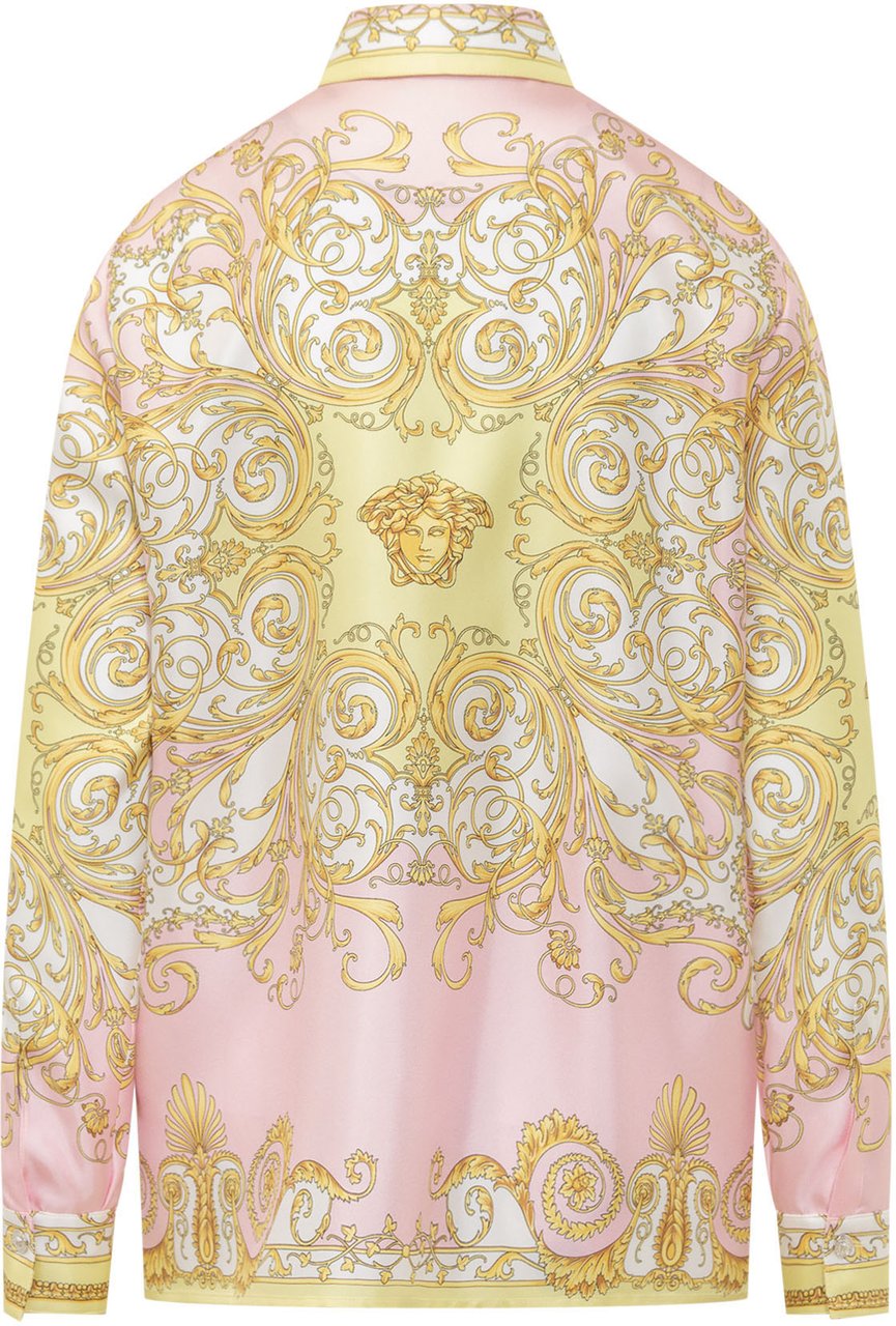 Versace Camicia Formale Barocca In Tessuto Fluido Roze
