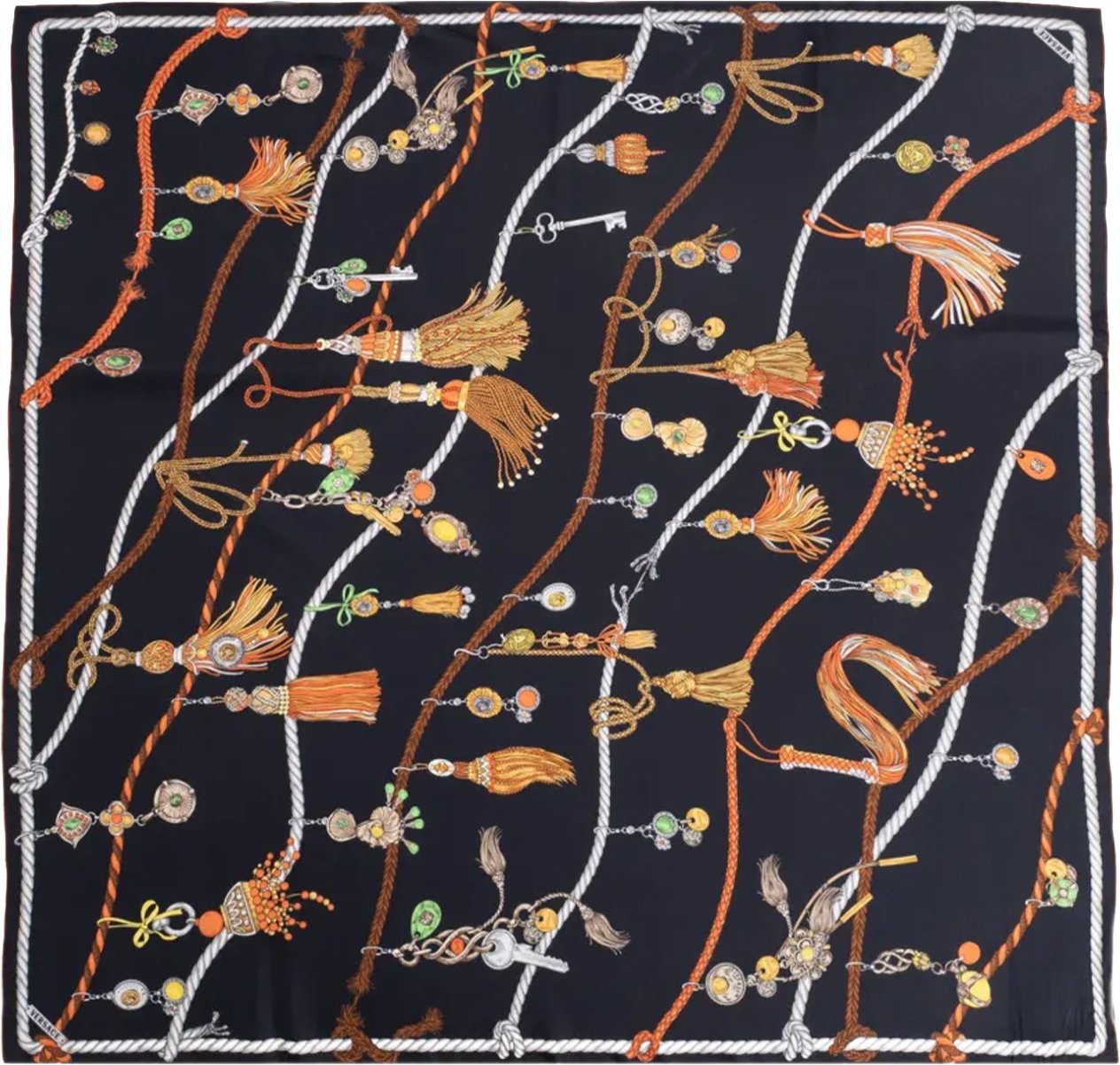 Versace Foulard Quadrato con Motivi Corde Zwart