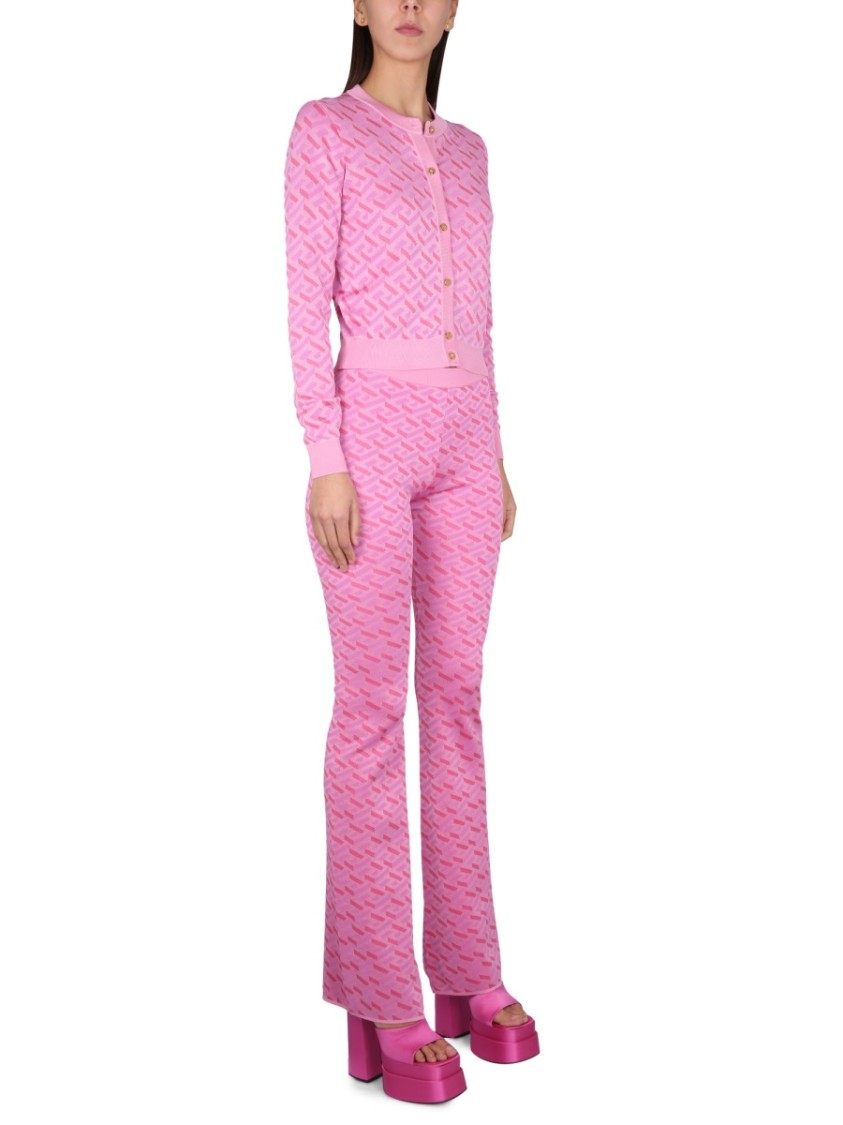 Versace Jacquard Pants With Greek Print Roze
