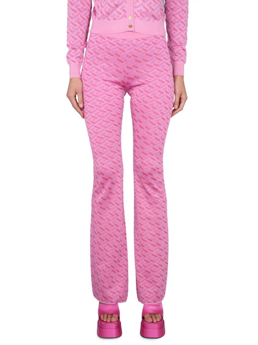 Versace Jacquard Pants With Greek Print Roze